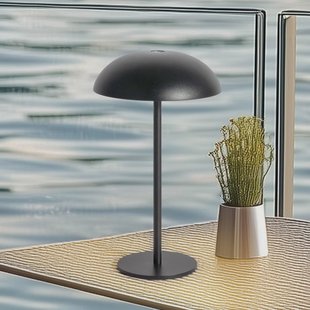 Arcchio LED oplaadbare tafellamp Thenra, zwart, muurbeugel