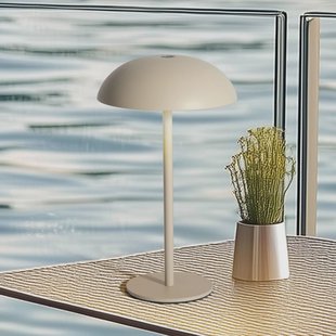 Arcchio LED oplaadbare tafellamp Thenra, beige, muurbeugel