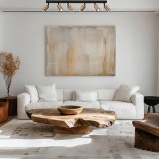 Luminex Plafondlamp Nise, 6-lamps, langwerpig, zwart staal, hout