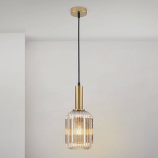 ORION Hanglamp Carneval, antiek messing/amber, Ø 14 cm, glas