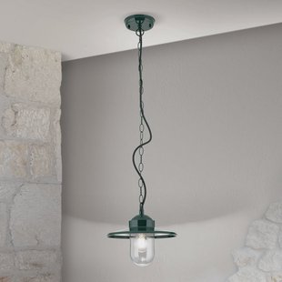 ORION Edward buiten hanglamp, groen, Ø 27,5 cm, aluminium/glas