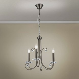 ORION Kroonluchter Ariane, nikkelkleurig, Ø 50 cm, kristal, 3-lamps.
