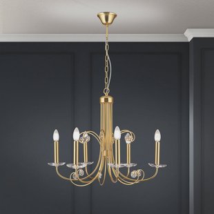 ORION Ariane kroonluchter, goudkleurig, Ø 67,5 cm, kristal, 6-lamps.