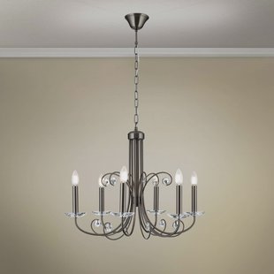 ORION Ariane kroonluchter, nikkel, Ø 67,5 cm, kristal, 6-lamps.