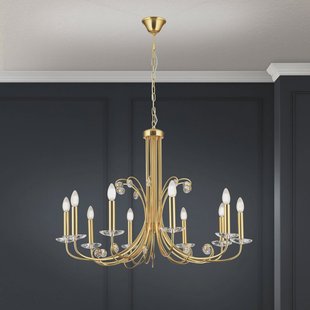 ORION Kroonluchter Ariane, goudkleurig, Ø 92 cm, kristal, 10-lamps.