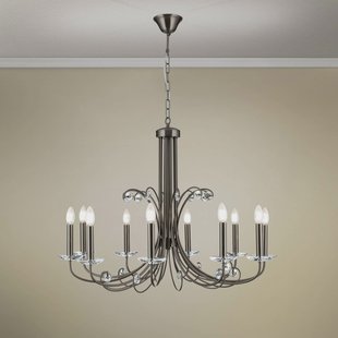 ORION Kroonluchter Ariane, nikkel, Ø 92 cm, kristal, 10-lamps.