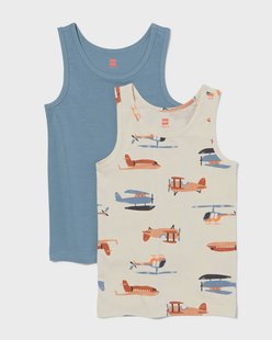 HEMA Kinderhemden katoen stretch vliegtuig - 2 stuks gebroken wit (gebroken wit)