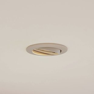 Prios plafond inbouwlamp Fibur, beige, aluminium, Ø 8,2 cm