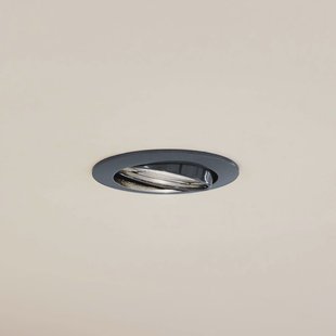 Prios plafond inbouwlamp Fibur, donkergrijs, aluminium, Ø 8,2 cm