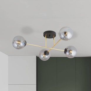 EMIBIG LIGHTING Plafondlamp Magnum, 4-lamps, grafiet/goud/zwart, glas, E14