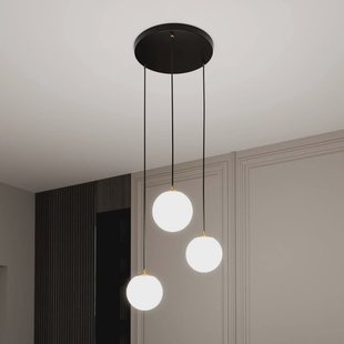 EMIBIG LIGHTING Hanglamp Royal, 3-lamps, opaalwit/zwart, glas, E14