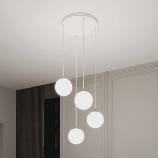 EMIBIG LIGHTING Hanglamp Royal, 4-lamps, opaalwit/wit, glas, E14