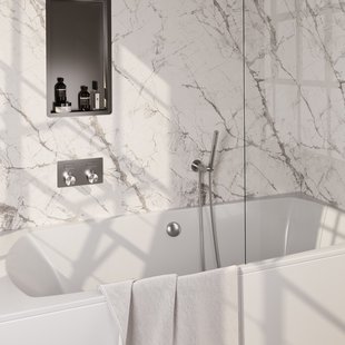 Inbouwthermostaat set Brauer Brushed Edition Met Drukknoppen Incl Baduitloop en Afvoer RVS (Keuze Handdouche)