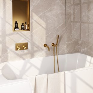 Inbouwthermostaat set Brauer Gold Edition Met Drukknoppen Incl Baduitloop Goud (Keuze Handdouche)
