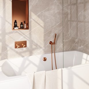 Inbouwthermostaat set Brauer Copper Edition Met Drukknoppen Incl Baduitloop en Afvoer Koper (Keuze Handdouche)