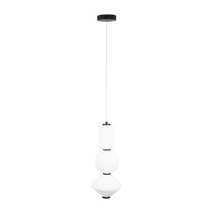 Maxlight Akiko - hanglamp - Ø 20 x 180 cm - 23W LED incl. - zwart en opaal