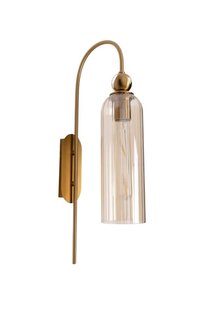 Maxlight Campanila - opbouw wandlamp - 22 x 56 cm - messing en amberkleurig glas