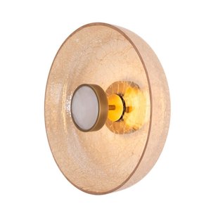 Maxlight Signature - opbouw wandlamp - Ø 35 x 12 cm - 9W LED incl. - antiek messing en amberkleurig glas