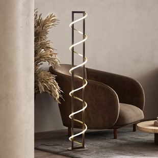 FISCHER & HONSEL LED vloerlamp Gwen, zwart/goud, metaal, CCT, dimbaar