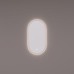 Spiegel Hipp Design SPV 13900 BL Ovaal Met Verlichting Incl. Spiegelverwarming Mat Zwart Frame (Alle Maten)