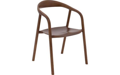 Goossens Stoel Prins met Massief Houten Frame bruin essenhout met armleuning,