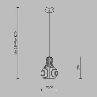 Hanglamp Maytoni Roots, Ø 20 cm, hoogte 27 cm, hout/zwart