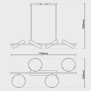 Näve Hanglamp Tessa zwart/beige 110cm Touchdim CCT 4-lamps.