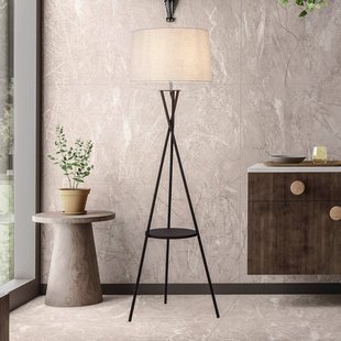 Näve Vloerlamp Tora, zwart/wit, textiel, hoogte 158 cm statief