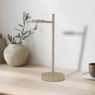 Näve LED tafellamp Lupa, beige, hoogte 45 cm, metalen touchdim