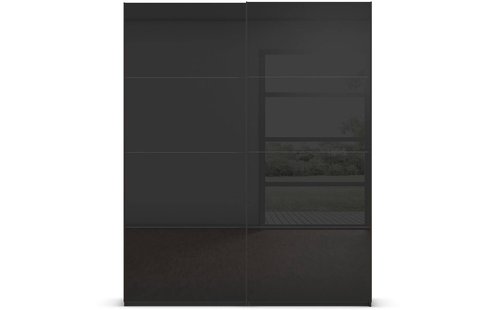 Goossens Excellent Kledingkast Finca Glans Glas, Slaapkamerkast 160 cm breed, 223 cm hoog, 2x 4 paneel glas schuifdeuren