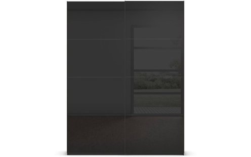 Goossens Excellent Kledingkast Finca Glans Glas, Slaapkamerkast 160 cm breed, 236 cm hoog, 2x 4 paneel glas schuifdeuren