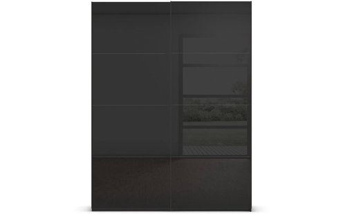 Goossens Excellent Kledingkast Finca Glans Glas, Slaapkamerkast 180 cm breed, 236 cm hoog, 2x 4 paneel glas schuifdeuren