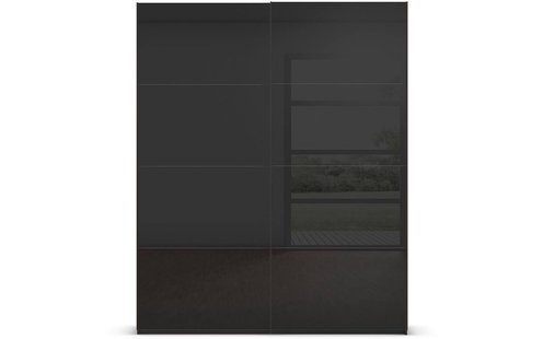 Goossens Excellent Kledingkast Finca Glans Glas, Slaapkamerkast 200 cm breed, 223 cm hoog, 2x 4 paneel glas schuifdeuren