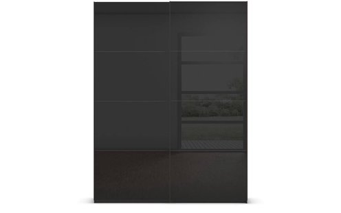 Goossens Excellent Kledingkast Finca Glans Glas, Slaapkamerkast 200 cm breed, 236 cm hoog, 2x 4 paneel glas schuifdeuren