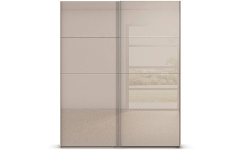 Goossens Excellent Kledingkast Finca Glans Glas, Slaapkamerkast 160 cm breed, 223 cm hoog, 2x 4 paneel glas schuifdeuren