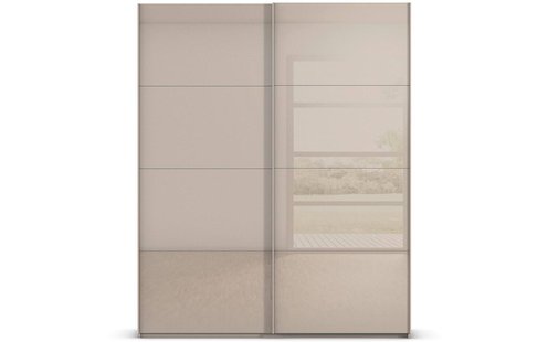 Goossens Excellent Kledingkast Finca Glans Glas, Slaapkamerkast 180 cm breed, 223 cm hoog, 2x 4 paneel glas schuifdeuren