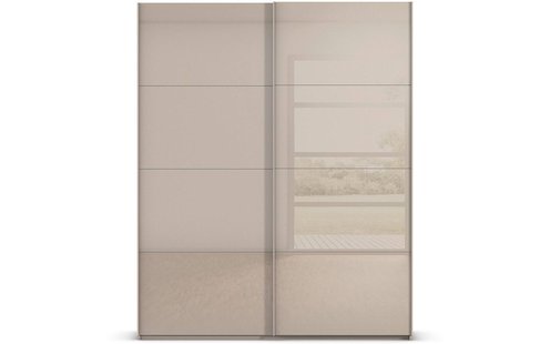 Goossens Excellent Kledingkast Finca Glans Glas, Slaapkamerkast 200 cm breed, 223 cm hoog, 2x 4 paneel glas schuifdeuren