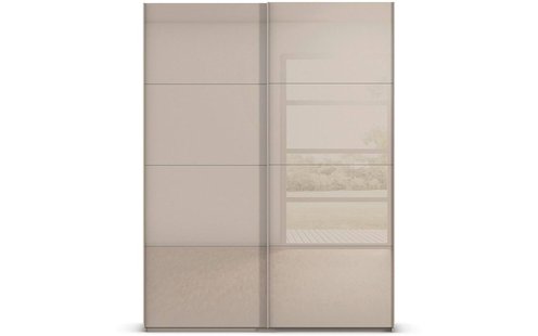 Goossens Excellent Kledingkast Finca Glans Glas, Slaapkamerkast 200 cm breed, 236 cm hoog, 2x 4 paneel glas schuifdeuren