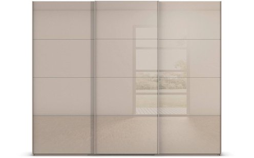 Goossens Excellent Kledingkast Finca Glans Glas, Slaapkamerkast 270 cm breed, 223cm hoog, 3x 4 paneel glas schuifdeuren