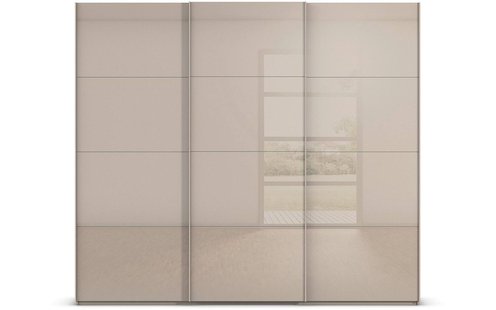 Goossens Excellent Kledingkast Finca Glans Glas, Slaapkamerkast 270 cm breed, 236 cm hoog, 3x 4 paneel glas schuifdeuren