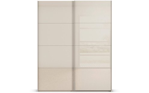 Goossens Excellent Kledingkast Finca Glans Glas, Slaapkamerkast 160 cm breed, 223 cm hoog, 2x 4 paneel glas schuifdeuren