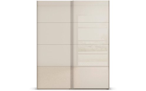 Goossens Excellent Kledingkast Finca Glans Glas, Slaapkamerkast 180 cm breed, 223 cm hoog, 2x 4 paneel glas schuifdeuren