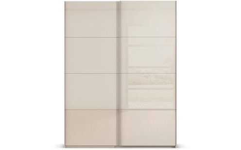 Goossens Excellent Kledingkast Finca Glans Glas, Slaapkamerkast 180 cm breed, 236 cm hoog, 2x 4 paneel glas schuifdeuren