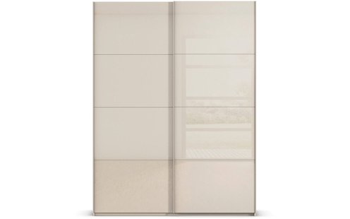 Goossens Excellent Kledingkast Finca Glans Glas, Slaapkamerkast 200 cm breed, 236 cm hoog, 2x 4 paneel glas schuifdeuren