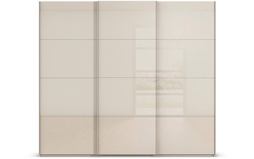 Goossens Excellent Kledingkast Finca Glans Glas, Slaapkamerkast 240 cm breed, 236 cm hoog, 3x 4 paneel glas schuifdeuren