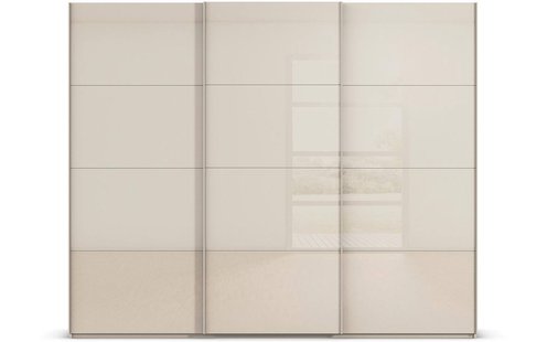 Goossens Excellent Kledingkast Finca Glans Glas, Slaapkamerkast 270 cm breed, 223cm hoog, 3x 4 paneel glas schuifdeuren