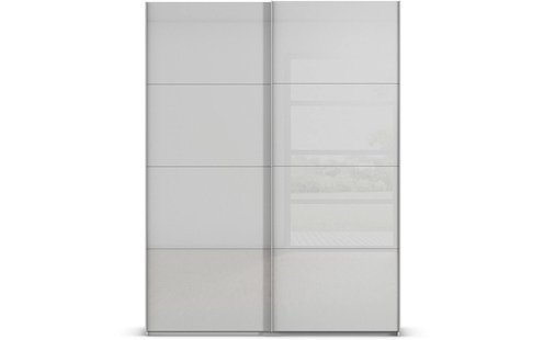 Goossens Excellent Kledingkast Finca Glans Glas, Slaapkamerkast 160 cm breed, 236 cm hoog, 2x 4 paneel glas schuifdeuren