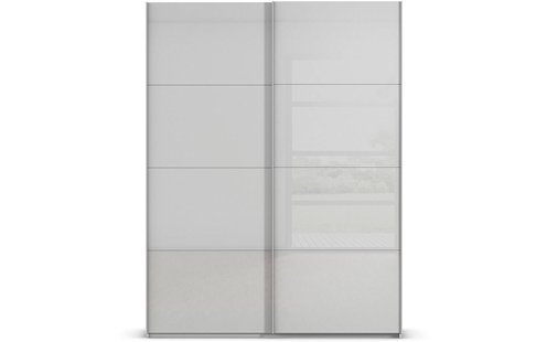 Goossens Excellent Kledingkast Finca Glans Glas, Slaapkamerkast 180 cm breed, 236 cm hoog, 2x 4 paneel glas schuifdeuren