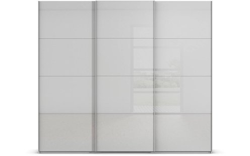 Goossens Excellent Kledingkast Finca Glans Glas, Slaapkamerkast 270 cm breed, 236 cm hoog, 3x 4 paneel glas schuifdeuren