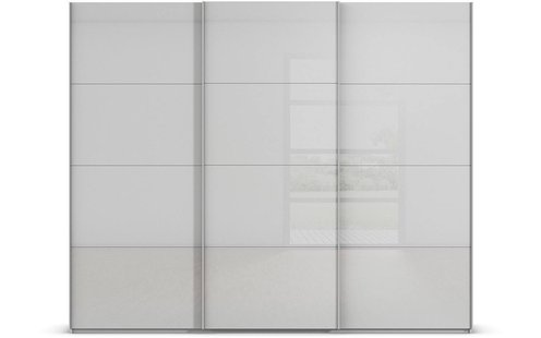 Goossens Excellent Kledingkast Finca Glans Glas, Slaapkamerkast 300 cm breed, 223 cm hoog, 3x 4 paneel glas schuifdeuren